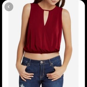 BCBGeneration Wine Red Keyhole Crossover Cropped Top XXS Y2K